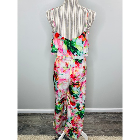 Anthropologie Fleur Wood Ikebana Floral Silk Jumpsuit XS Femme Casual Chic Luxe - Picture 4 of 9